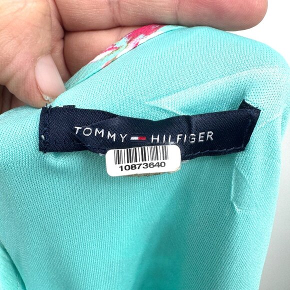Tommy Hilfiger Womens Size 8 Green Floral Chiffon Dress A Line Sleeveless Lined - Picture 10 of 11
